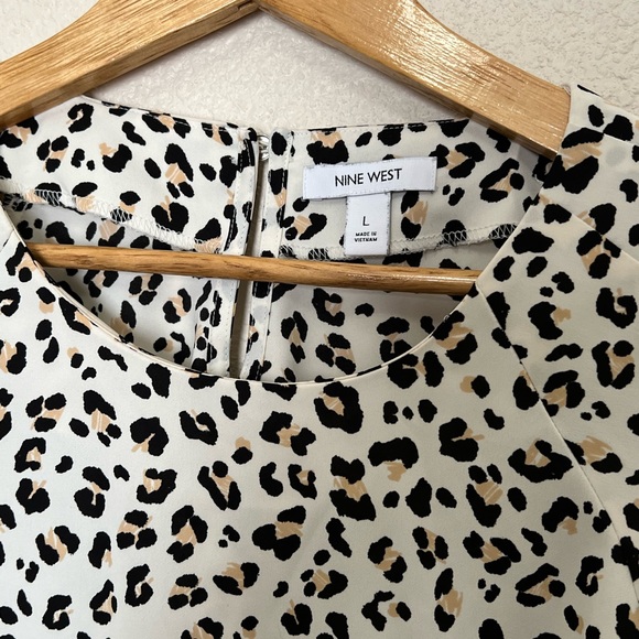 Nine West | Leopard Print Drama Blouse - Picture 4 of 6